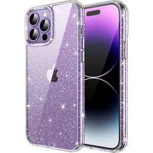 image:imageJETech Glitter Case for iPhone 14 Pro Clear  Sparkly Glitter Design Shockproof Protection Clear Back Stylish LookClear