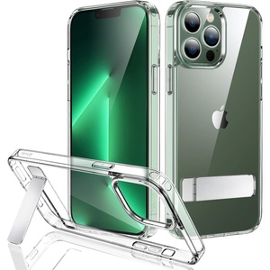 image:imageJETech Kickstand Case for iPhone 13 Pro Max Clear  3Way Metal Kickstand Supports Wireless Charging Slim Shockproof Bumper Clear BackClear