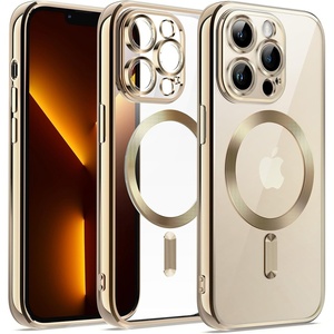 image:imageJETech Magnetic Case for iPhone 13 Pro Gold  Compatible with MagSafe Camera Lens Protection Electroplated TPU Frame Shockproof ProtectionGold