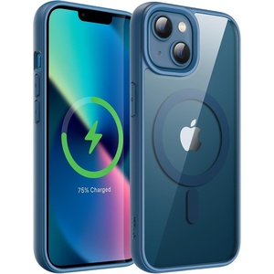 image:imageJETech Magnetic Case for iPhone 13 mini Blue  Compatible with MagSafe Solid Color Matte TPU Frame Clear Back Shockproof BumperBlue