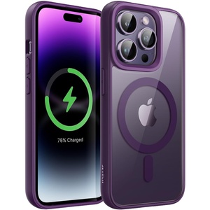 image:imageJETech Magnetic Case for iPhone 14 Pro Deep Purple  Compatible with MagSafe Solid Color Matte TPU Frame Clear Back Shockproof BumperDeep Purple