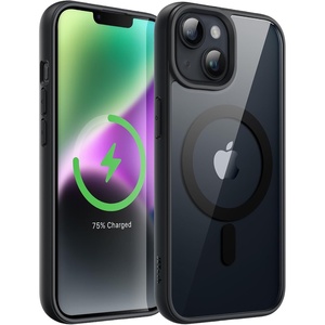 image:imageJETech Magnetic Case for iPhone 14 Purple  Compatible with MagSafe Solid Color Matte TPU Frame Clear Back Shockproof BumperMidnight