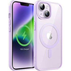image:imageJETech Magnetic Case for iPhone 14 Purple  Compatible with MagSafe Solid Color Matte TPU Frame Clear Back Shockproof BumperPurple