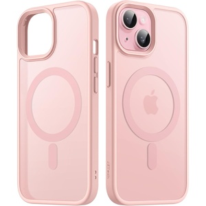 image:imageJETech Magnetic Matte Case for iPhone 15 Plus Black  Compatible with MagSafe Translucent Matte Back Slim Shockproof ProtectionPink Back