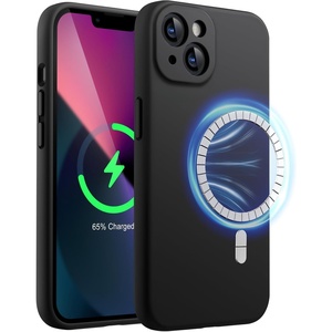 image:imageJETech Magnetic Silicone Case for iPhone 13 Black  Compatible with MagSafe Silky Soft Touch Full Camera Lens Protection Shock Absorbing Phone CoverBlack