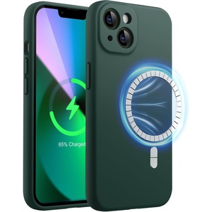 image:imageJETech Magnetic Silicone Case for iPhone 13 Black  Compatible with MagSafe Silky Soft Touch Full Camera Lens Protection Shock Absorbing Phone CoverMidnight Green