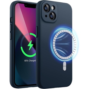 image:imageJETech Magnetic Silicone Case for iPhone 13 Black  Compatible with MagSafe Silky Soft Touch Full Camera Lens Protection Shock Absorbing Phone CoverNavy