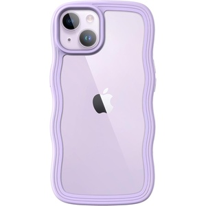 image:imageJETech Wavy Case for iPhone 14 Plus Purple  Cute Wavy Design Shockproof Protection Hard Clear PC Back Comfortable GripPurple