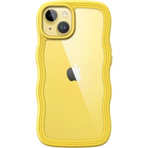 image:imageJETech Wavy Case for iPhone 14 Plus Purple  Cute Wavy Design Shockproof Protection Hard Clear PC Back Comfortable GripYellow