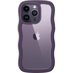 image:imageJETech Wavy Case for iPhone 14 Pro Deep Purple  Cute Wavy Design Shockproof Protection Hard Clear PC Back Comfortable GripDeep Purple