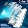 image:imageJETech 5 in 1 Case for iPhone 15 AntiYellowing Clear  2 Tempered Glass Screen Protectors 2 Camera Lens Protectors Shockproof Bumper Phone CoverClear