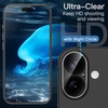 image:imageJETech 5 in 1 Case for iPhone 16 AntiYellowing Clear  2 Tempered Glass Screen Protectors 2 Camera Lens Protectors Shockproof Bumper Phone CoverBlack