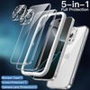 image:imageJETech 5 in 1 Case for iPhone 16 Pro AntiYellowing Clear  2 Tempered Glass Screen Protectors 2 Camera Lens Protectors Shockproof Bumper Phone CoverClear
