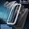 image:imageJETech 5 in 1 Case for iPhone 16 Pro Max AntiYellowing Clear  2 Tempered Glass Screen Protectors 2 Camera Lens Protectors Shockproof Bumper Phone CoverBlack