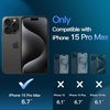 image:imageJETech 5 in 1 Matte Case for iPhone 15 Pro Max Black  2 Tempered Glass Screen Protectors 2 Camera Lens Protectors Translucent Back Protective Phone CoverBlack