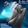 image:imageJETech 5 in 1 Matte Case for iPhone 15 Pro Max Black  2 Tempered Glass Screen Protectors 2 Camera Lens Protectors Translucent Back Protective Phone CoverBlack