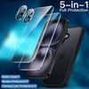 image:imageJETech 5 in 1 Matte Case for iPhone 16 Black  2 Tempered Glass Screen Protectors 2 Camera Lens Protectors Translucent Back Protective Phone CoverBlack