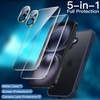 image:imageJETech 5 in 1 Matte Case for iPhone 16 Black  2 Tempered Glass Screen Protectors 2 Camera Lens Protectors Translucent Back Protective Phone CoverStorm Blue