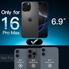 image:imageJETech 5 in 1 Matte Case for iPhone 16 Pro Max Black  2 Tempered Glass Screen Protectors 2 Camera Lens Protectors Translucent Back Protective Phone CoverBlack