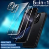 image:imageJETech 5 in 1 Matte Case for iPhone 16 Pro Max Black  2 Tempered Glass Screen Protectors 2 Camera Lens Protectors Translucent Back Protective Phone CoverBlack