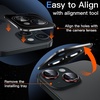image:imageJETech Camera Lens Protector for iPhone 1515 Plus BlackRed 1 Set  9H Tempered Glass Metal Individual Ring Cover TwoTone Easy Installation Tray HD CleariPhone 1515 Plus
