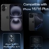 image:imageJETech Camera Lens Protector for iPhone 1616 Plus Black 1 Set  9H Tempered Glass Metal Individual Ring Cover HD ClearBlack