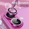 image:imageJETech Camera Lens Protector for iPhone 1616 Plus Pink 1 Set  Bling Glitter Individual 9H Tempered Glass Metal Ring Cover HD ClearPink