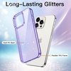 image:imageJETech Glitter Case for iPhone 15 Pro Max Clear  Sparkly Glitter Design Shockproof Protection Clear Back Stylish LookLight Purple