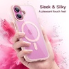 image:imageJETech Magnetic Case for iPhone 16 Plus Ultramarine  Compatible with MagSafe Solid Color Matte TPU Frame Clear Back Shockproof BumperLight Pink