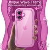 image:imageJETech Wavy Case for iPhone 16 Plus Pink  Cute Wavy Design Shockproof Protection Hard Clear PC Back Comfortable GripPink