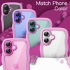 image:imageJETech Wavy Case for iPhone 16 Plus Pink  Cute Wavy Design Shockproof Protection Hard Clear PC Back Comfortable GripPink