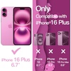 image:imageJETech Wavy Case for iPhone 16 Plus Pink  Cute Wavy Design Shockproof Protection Hard Clear PC Back Comfortable GripPink