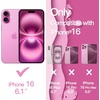image:imageJETech Wavy Case for iPhone 16 Ultramarine  Cute Wavy Design Shockproof Protection Hard Clear PC Back Comfortable GripLight Pink
