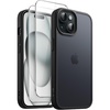 image:imageJETech 3 in 1 Matte Case for iPhone 15 Black  2 Tempered Glass Screen Protectors Translucent Frosted Phone CoverBlack