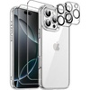image:imageJETech 5 in 1 Case for iPhone 16 Pro Max AntiYellowing Clear  2 Tempered Glass Screen Protectors 2 Camera Lens Protectors Shockproof Bumper Phone CoverClear