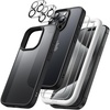 image:imageJETech 5 in 1 Matte Case for iPhone 15 Pro Max Black  2 Tempered Glass Screen Protectors 2 Camera Lens Protectors Translucent Back Protective Phone CoverBlack