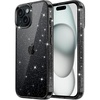 image:imageJETech Glitter Case for iPhone 15 Clear  Sparkly Glitter Design Shockproof Protection Clear Back Stylish LookBlack
