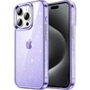 image:imageJETech Glitter Case for iPhone 15 Pro Max Clear  Sparkly Glitter Design Shockproof Protection Clear Back Stylish LookLight Purple