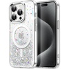 image:imageJETech Magnetic Glitter Case for iPhone 15 Pro Max Clear  Compatible with MagSafe Sparkle Bling Design Shockproof Protection Cute Shiny Aesthetic for Women and GirlsClear