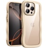 image:imageJETech Wavy Case for iPhone 16 Pro Max Desert Titanium  Cute Wavy Design Shockproof Protection Hard Clear PC Back Comfortable GripDesert Titanium