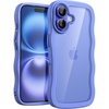 image:imageJETech Wavy Case for iPhone 16 Ultramarine  Cute Wavy Design Shockproof Protection Hard Clear PC Back Comfortable GripUltramarine