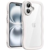 image:imageJETech Wavy Case for iPhone 16 Ultramarine  Cute Wavy Design Shockproof Protection Hard Clear PC Back Comfortable GripWhite