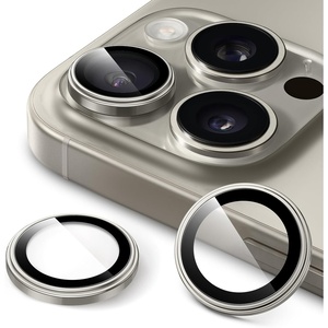 image:imageJETech Camera Lens Protector for iPhone 15 Pro15 Pro Max Black Titanium  9H Tempered Glass 11 Invisible Fit Metal Individual Ring Cover Easy Installation Tray HD ClearNatural Titanium