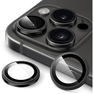 image:imageJETech Camera Lens Protector for iPhone 15 Pro15 Pro Max Black Titanium  9H Tempered Glass 11 Invisible Fit Metal Individual Ring Cover Easy Installation Tray HD ClearBlack Titanium
