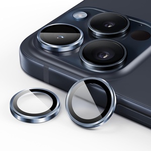 image:imageJETech Camera Lens Protector for iPhone 15 Pro15 Pro Max Space Black  9H Tempered Glass Metal Individual Ring Cover HD ClearBlue