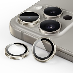 image:imageJETech Camera Lens Protector for iPhone 15 Pro15 Pro Max Space Black  9H Tempered Glass Metal Individual Ring Cover HD ClearNatural Titanium