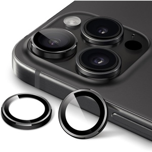 image:imageJETech Camera Lens Protector for iPhone 15 Pro15 Pro Max Space Black  9H Tempered Glass Metal Individual Ring Cover HD ClearSpace Black