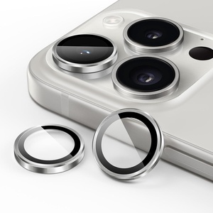 image:imageJETech Camera Lens Protector for iPhone 15 Pro15 Pro Max Space Black  9H Tempered Glass Metal Individual Ring Cover HD ClearWhite