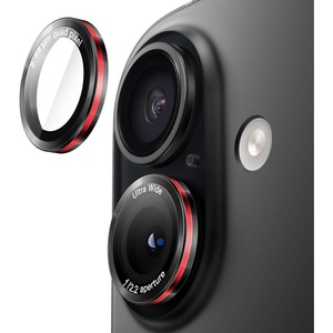 image:imageJETech Camera Lens Protector for iPhone 1515 Plus BlackRed 1 Set  9H Tempered Glass Metal Individual Ring Cover TwoTone Easy Installation Tray HD CleariPhone 17