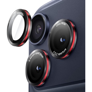 image:imageJETech Camera Lens Protector for iPhone 1515 Plus BlackRed 1 Set  9H Tempered Glass Metal Individual Ring Cover TwoTone Easy Installation Tray HD CleariPhone 17 Pro17 Pro Max